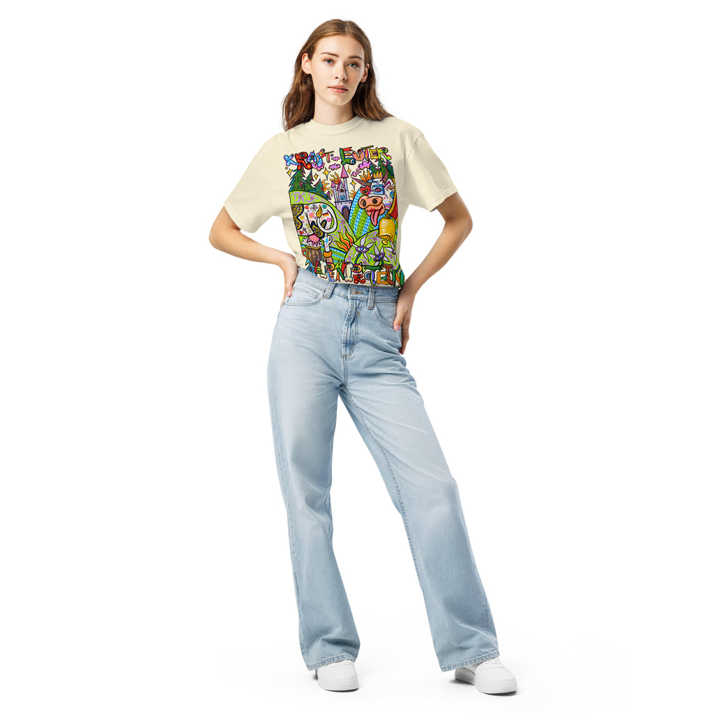 Alpenprotein Psychedelic T-Shirt, Damenmodell, Elfenbein, Frontansicht