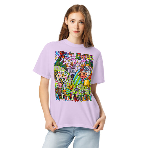 Alpenprotein Psychedelic T-Shirt, Damenmodell, Lila, frontal