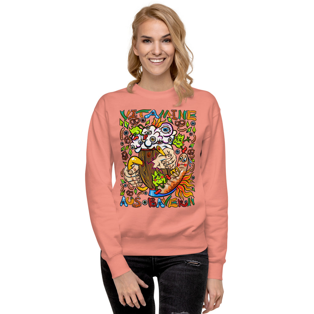 Bayerisches Bier Psychedelic Sweatshirt, Damenmodell, Altrosa, front