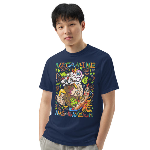 Bayerisches Bier Psychedelic T-Shirt, Herrenmodell, Dunkelblau, Frontansicht