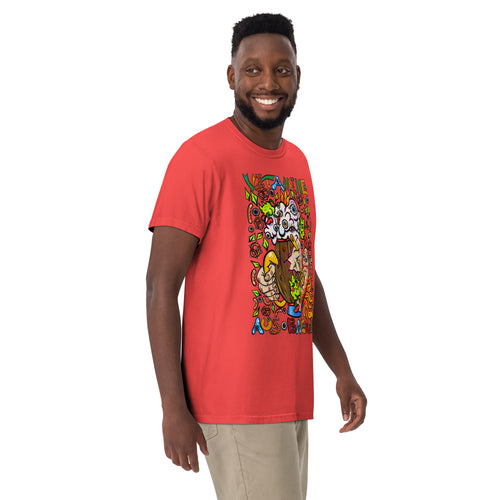 Bayerisches Bier Psychedelic T-Shirt, Herrenmodell, Paprika, nach rechts gedreht