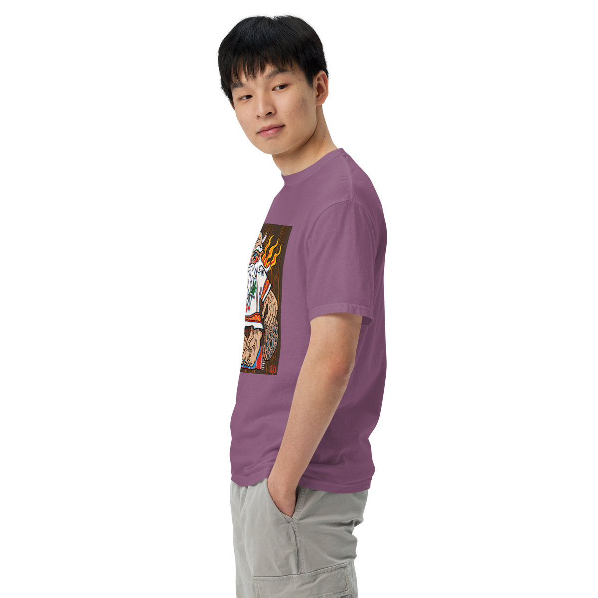 Domovoy Psychedelic T-Shirt, Herrenmodell, Beere, nach links gedreht