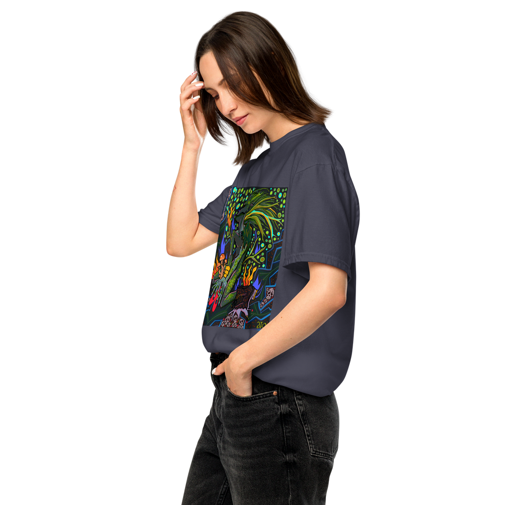 Leshy Psychedelic T-Shirt, Damenmodell, Navy, nach links gedreht