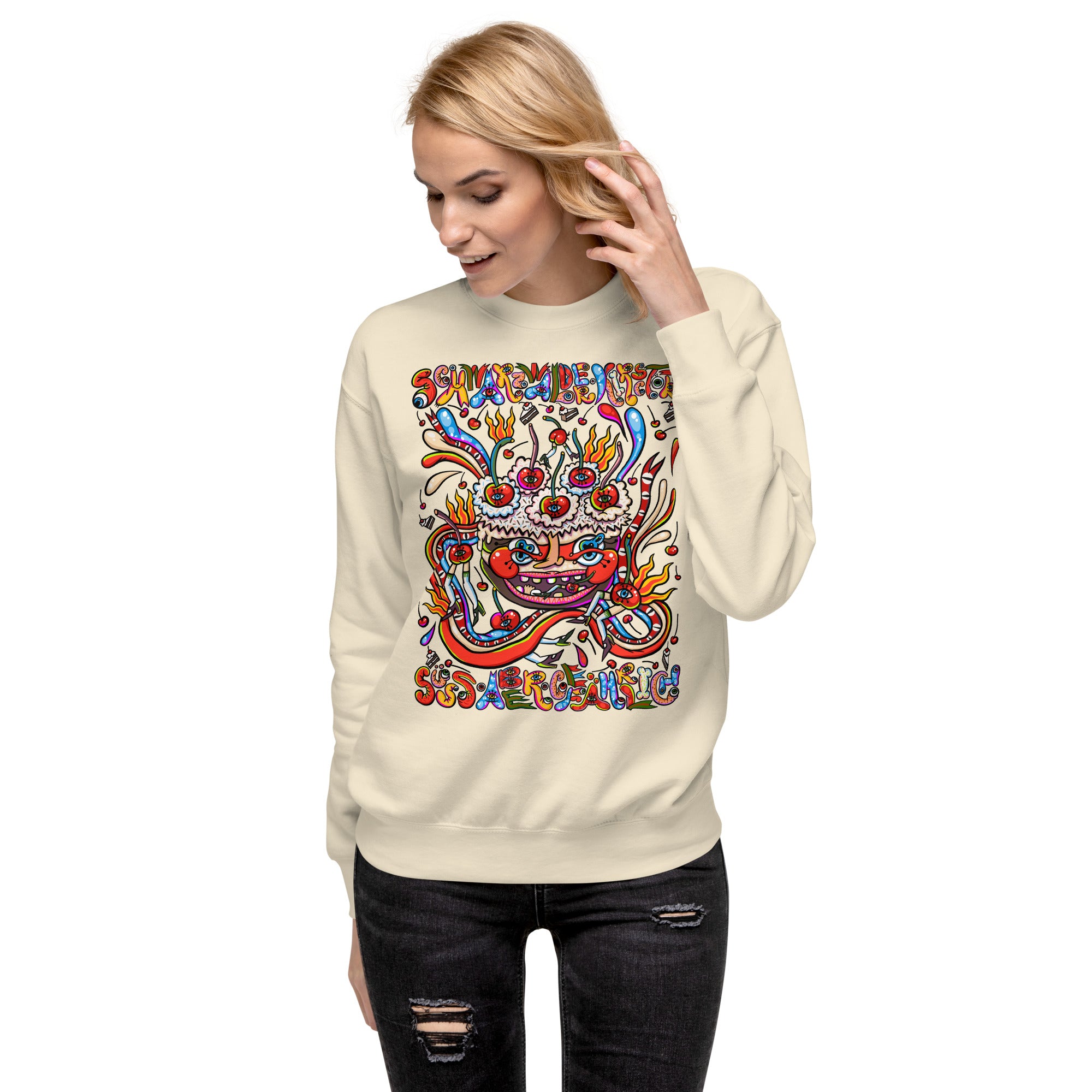 Schwarzwälder Kirschtorte Psychedelic Sweatshirt, Damenmodell, Elfenbein, front