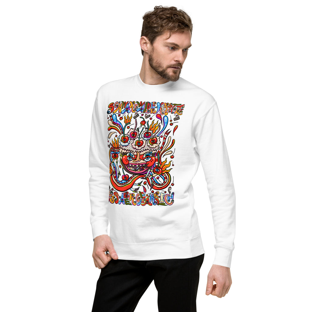 Schwarzwälder Kirschtorte Psychedelic Sweatshirt, Herrenmodell, Weiss, nach links gedreht