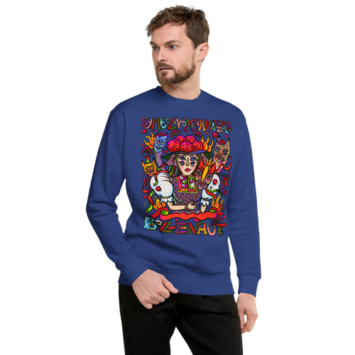 Schwarzwald Bollenhut Psychedelic Sweatshirt, Herrenmodell, Königsblau, nach rechts gedreht