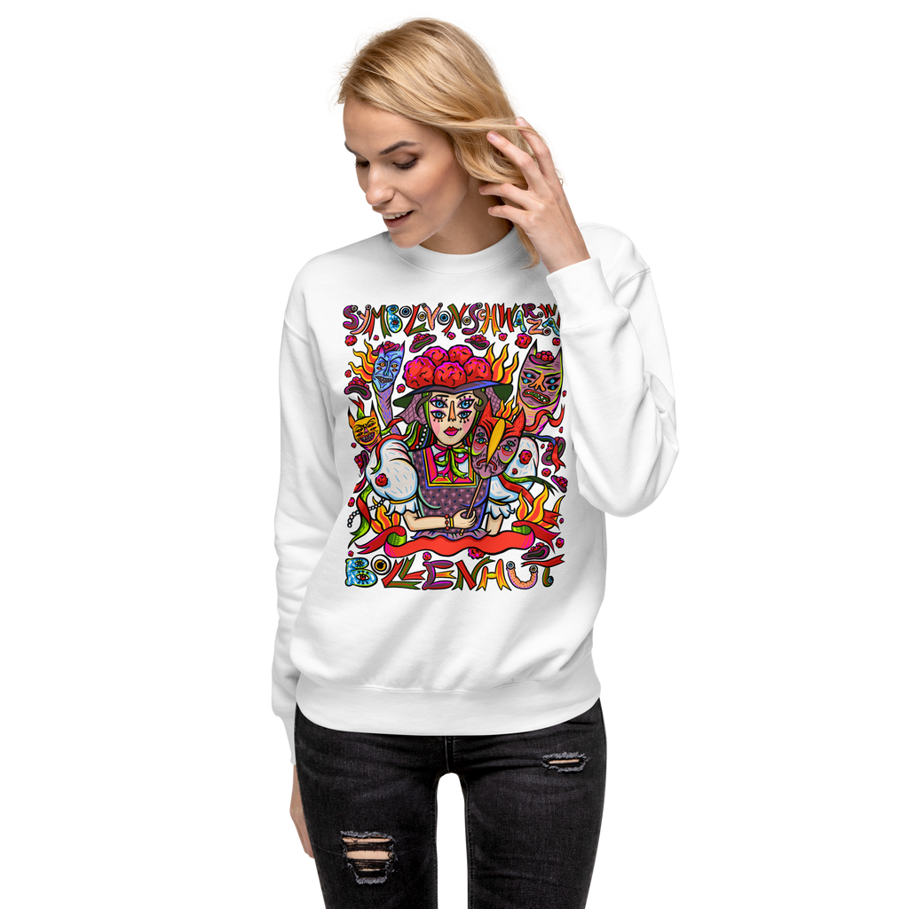 Schwarzwald Bollenhut Psychedelic Sweatshirt, Damenmodell, Weiss, front