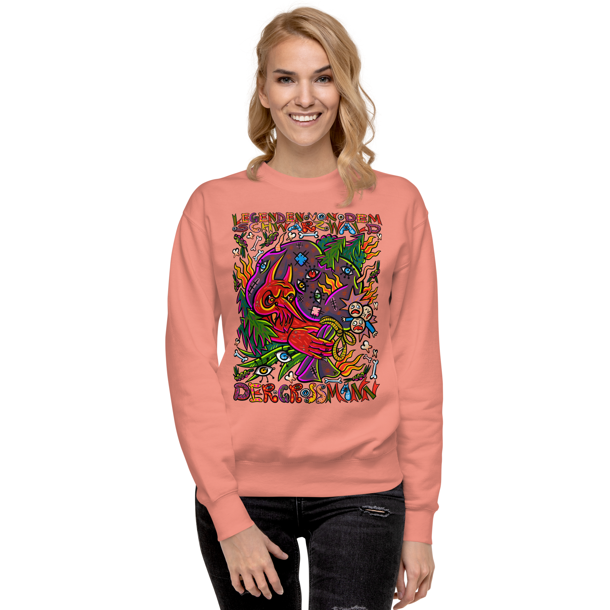 Schwarzwald Der Grossmann Psychedelic Sweatshirt, Damenmodell, Altrosa, front
