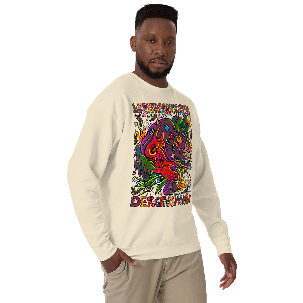 Schwarzwald Der Grossmann Psychedelic Sweatshirt, Herrenmodell, Elfenbein, nach rechts gedreht