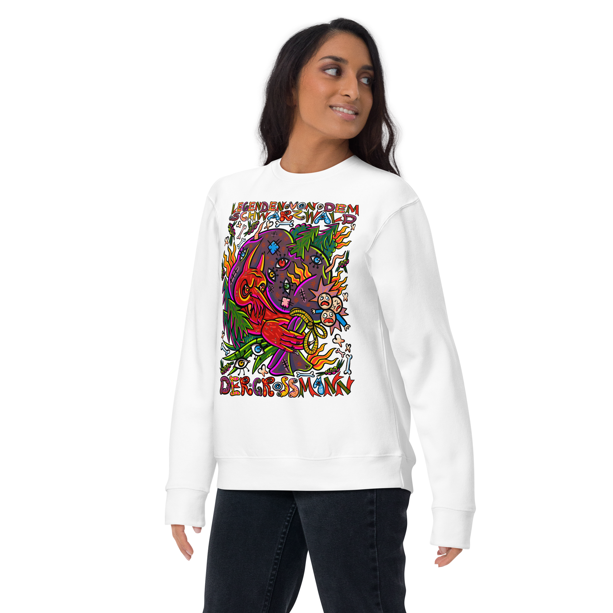 Schwarzwald Der Grossmann Psychedelic Sweatshirt, Damenmodell, Weiss, nach links gedreht