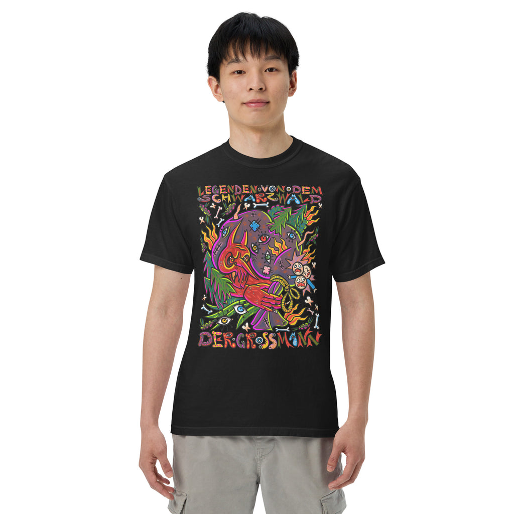 Schwarzwald Der Grossmann Psychedelic T-Shirt, Herrenmodell, Schwarz, Frontansicht