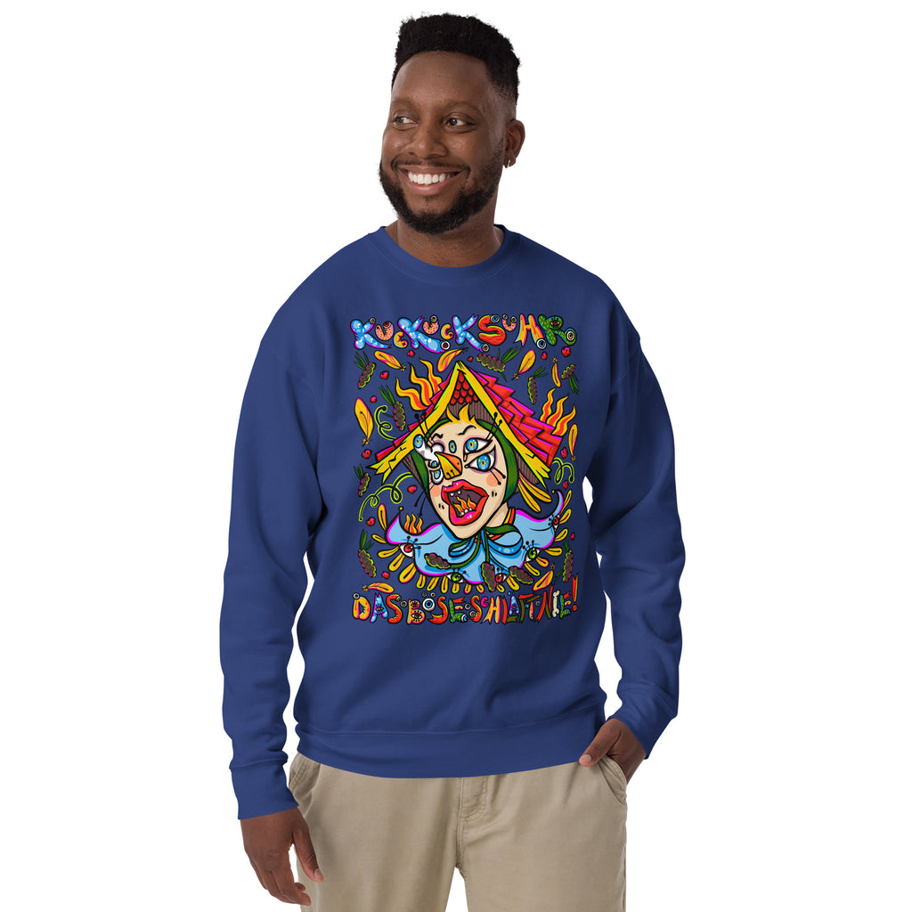Schwarzwald Kuckucksuhr Psychedelic Sweatshirt, Herrenmodell, Königsblau, front