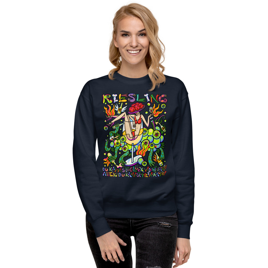Schwarzwald Riesling Psychedelic Sweatshirt, Damenmodell, Dunkelblau, front