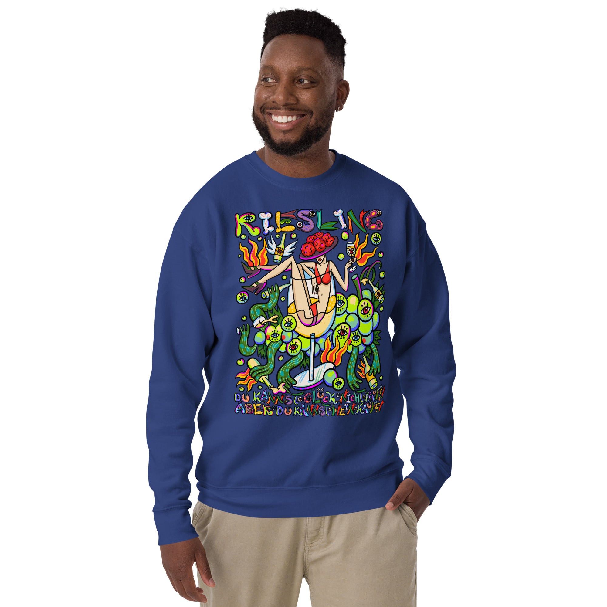 Schwarzwald Riesling Psychedelic Sweatshirt, Herrenmodell, Königsblau, front