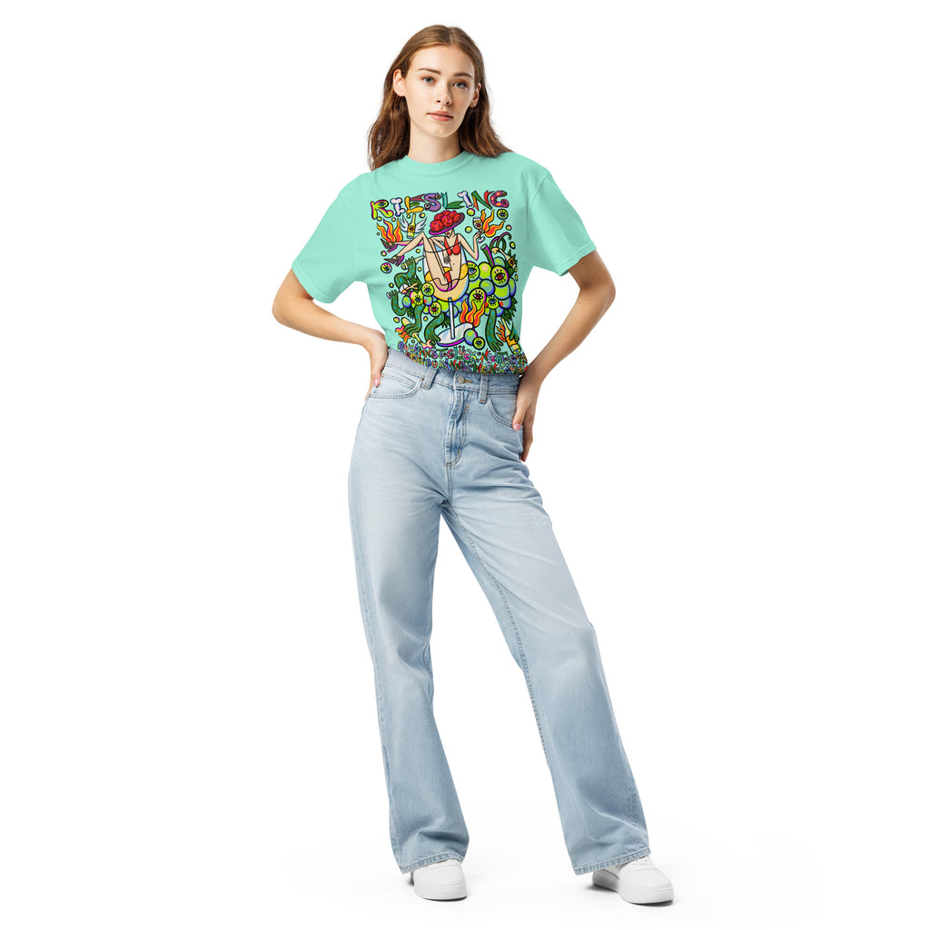 Schwarzwald Riesling Psychedelic T-Shirt, Damenmodell, Mintgrün, Frontansicht