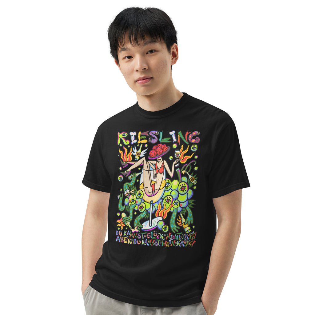 Schwarzwald Riesling Psychedelic T-Shirt, Herrenmodell, Schwarz, Frontansicht