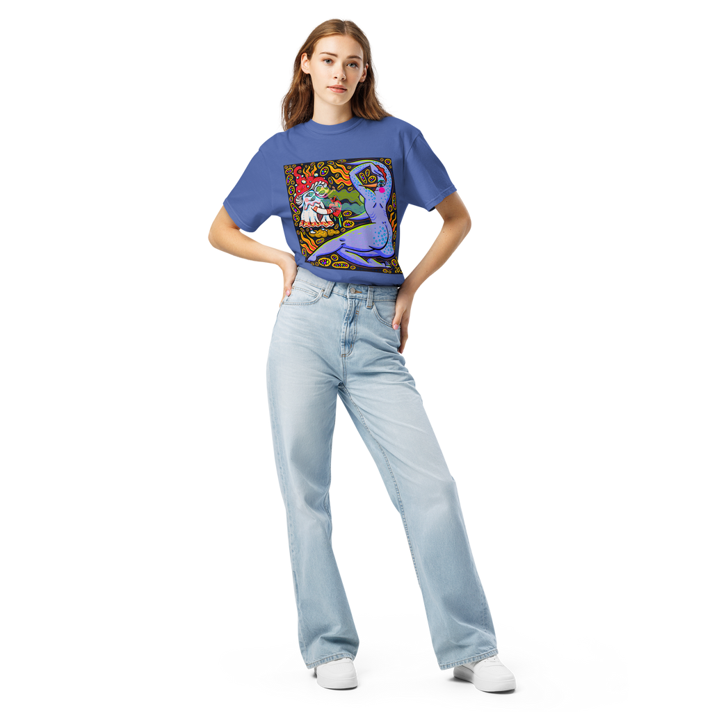 Verzaubert Psychedelic T-Shirt, Damenmodell, Mystic Blue, Vorderansicht, Ganzkörperaufnahme