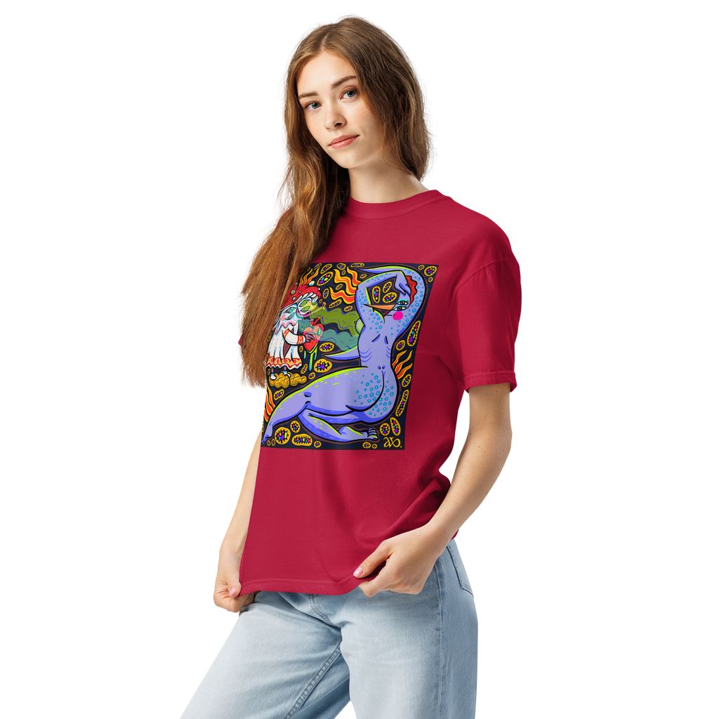 Verzaubert Psychedelic T-Shirt, Damenmodell, Red, leicht nach links gedreht, Vorderansicht